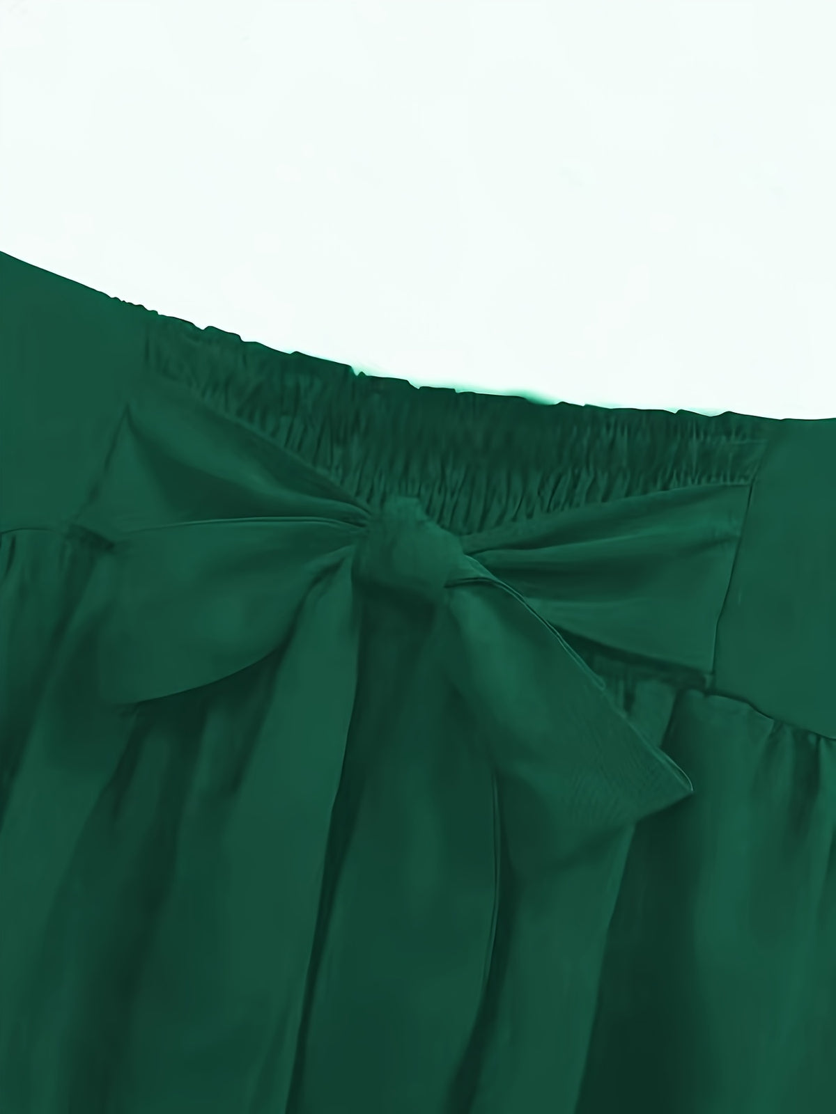 Women'S Elegant High-Waist Bow A-Line Trumpet Midi Dress - Dark Green