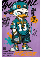 Printed Design, Non-textured, European and American Casual Style Men's Leisure T-shirt with Duck Image, Layered with Street Font Graphics, for Daily Commuting and Casual Wear - Mixed Color 8