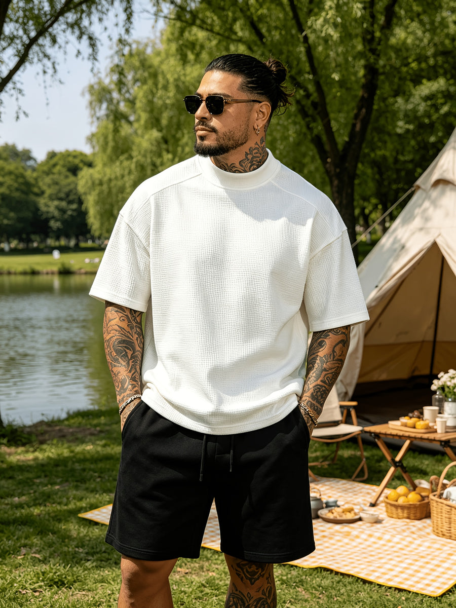 New Spring/Summer Men's Top, Fashionable Sporty Short Sleeve, Loose Fit Casual, Comfortable, Lightweight, Skin-Friendly, Trendy, Versatile, Refreshing, and Durable - White