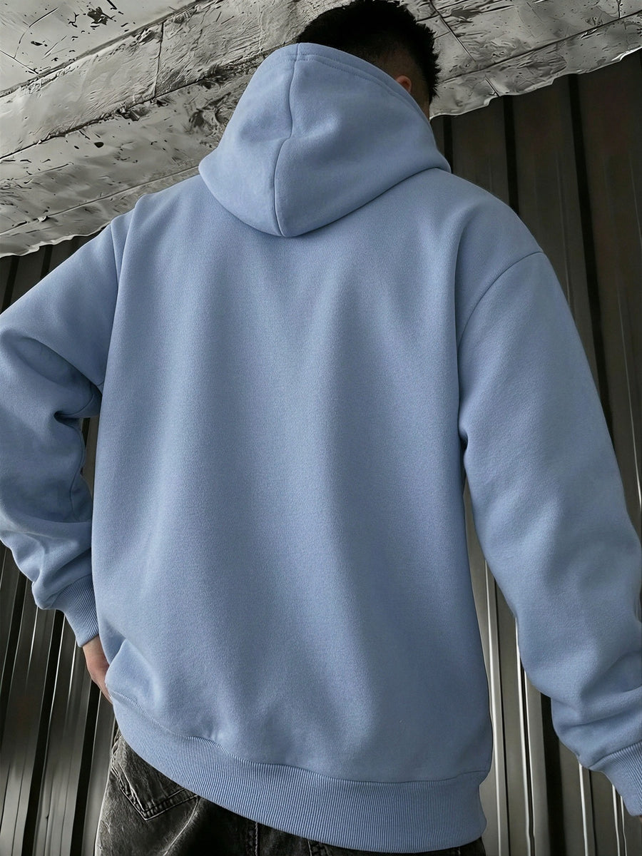 Men's Hooded Sweatshirt with PARIS Print, Comfortable, Casual, Soft, Breathable for Spring and Autumn Daily Commuting - Light Blue Color