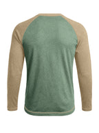 Cross-Border Men'S Long Sleeve Round Neck T-Shirt, Export European And American Men'S Clothing Color-Block Top Base Layer - Green