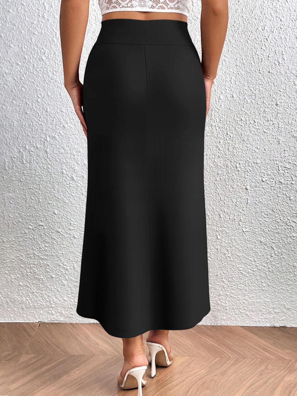 Directional Q6 Solid Color Summer Women's Skirt, Casual High-Waist Women's Dress, Fashionable Apparel, Autumn/Winter, Autumn/Winter Clothing, Casual and Elegant Women's Wear, Elegant Women's Dress, 1pc, Local Warehouse, Christmas, Women's Autumn - Black