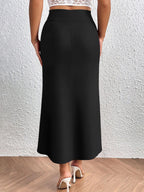 Directional Q6 Solid Color Summer Women's Skirt, Casual High-Waist Women's Dress, Fashionable Apparel, Autumn/Winter, Autumn/Winter Clothing, Casual and Elegant Women's Wear, Elegant Women's Dress, 1pc, Local Warehouse, Christmas, Women's Autumn - Black