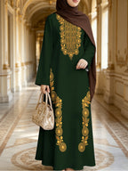 Hot Muslim Women'S Wear Arrives Women'S Dress Classic Loose Fit Middle Eastern Traditional Robe Wealthy Muslim Long Skirt Long Abaya Restoring The Essence of Middle Eastern Traditional Robe, an Elegant Long Dress Suitable for Prayer, Commuting - Mixed Color C
