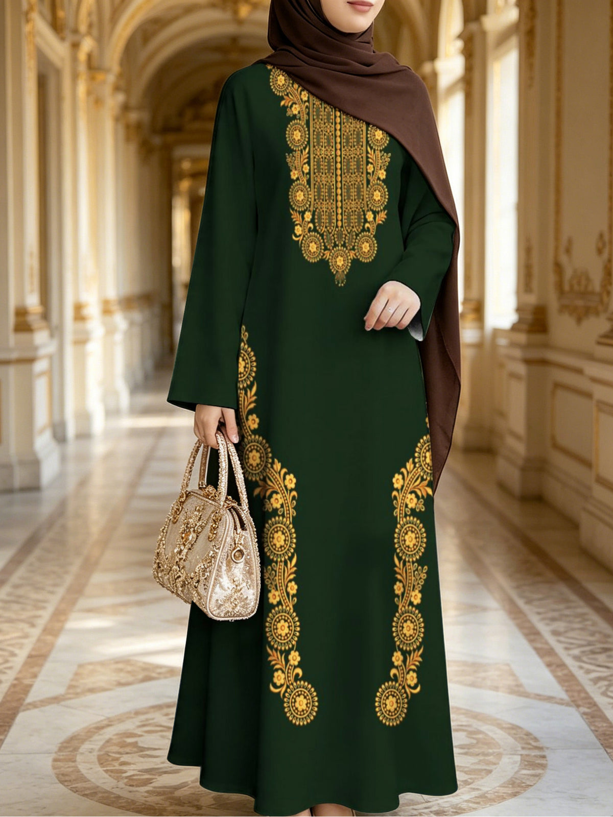 Hot Muslim Women'S Wear Arrives Women'S Dress Classic Loose Fit Middle Eastern Traditional Robe Wealthy Muslim Long Skirt Long Abaya Restoring The Essence of Middle Eastern Traditional Robe, an Elegant Long Dress Suitable for Prayer, Commuting - Mixed Color C