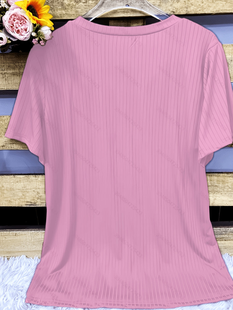 European and American Women's Fashion T-Shirt - Pink Color