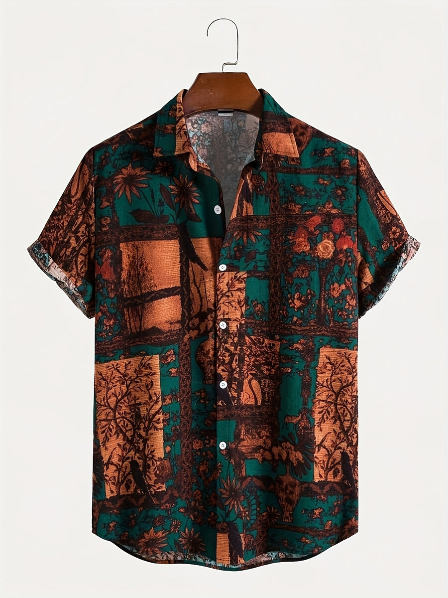 Men's Casual Printed Pattern Shirt - Multicolor