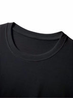 Men's 100% Cotton Autumn T-Shirt, Crew Neck Casual Spring/Autumn Long Sleeve T-Shirt, Comfortable and Soft Men's Top - Black
