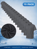 15pcs High-Quality Men'S Solid Color Short-Sleeve T-Shirts, Available in Multiple Colors, Casual, Comfortable, Lightweight, Fashionable, Basic Style Tops, Suitable for Daily Wear, Work, Sports, And As Gifts - Dark Gray 15-Piece Set