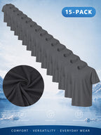 15pcs High-Quality Men'S Solid Color Short-Sleeve T-Shirts, Available in Multiple Colors, Casual, Comfortable, Lightweight, Fashionable, Basic Style Tops, Suitable for Daily Wear, Work, Sports, And As Gifts - Dark Gray 15-Piece Set