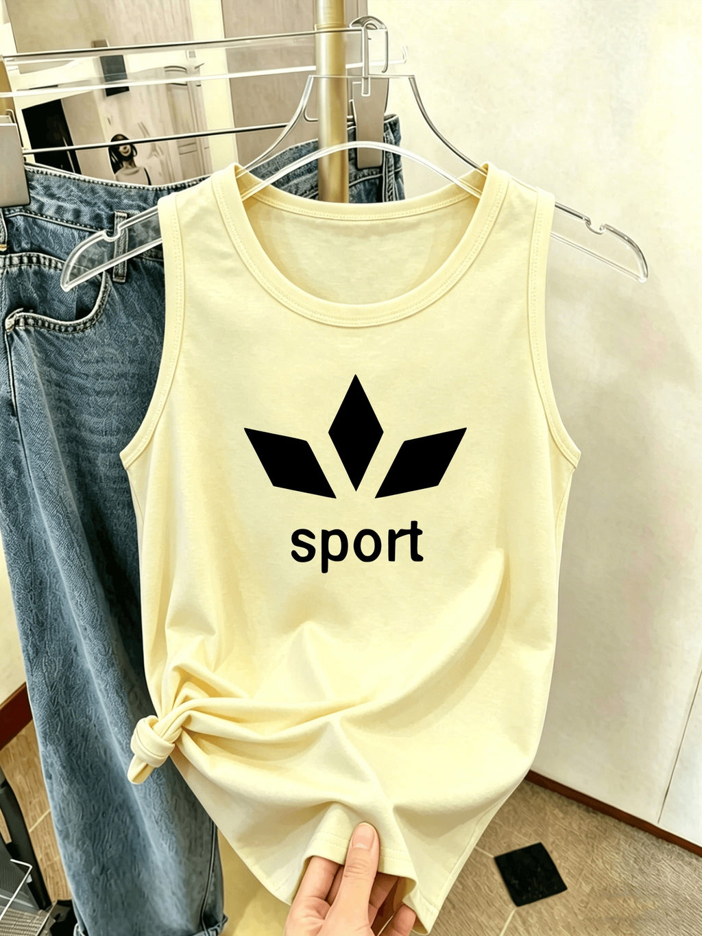 Y2K Women's Sleeveless Tank Top, Simple and Stylish, Casual Fashion, Women's Spring/Summer Casual Swear, Sizes S, M, L, XL, XXL+6417 - Apricot