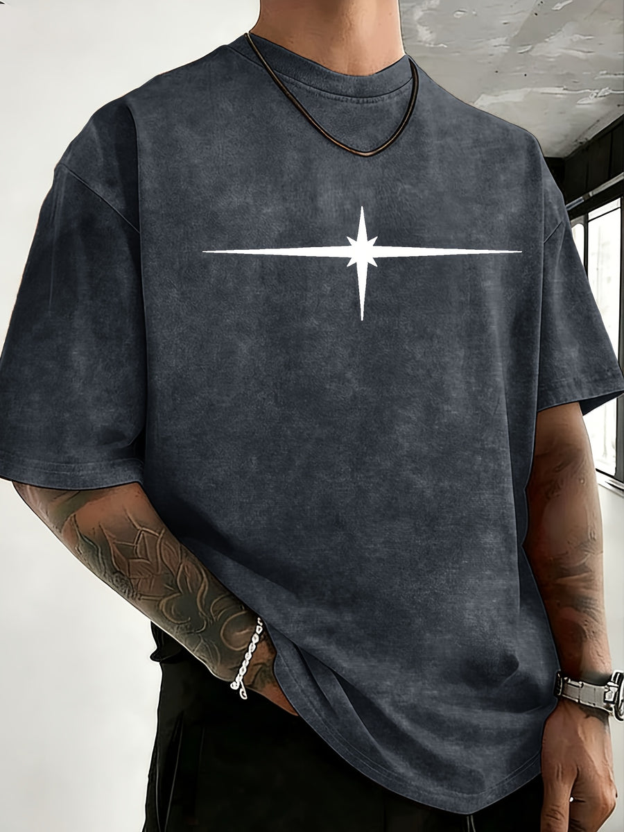 Unisex Vintage Distressed Positioning Print Pure Cotton Short-Sleeve T-Shirt, Breathable, Skin-Friendly, Comfortable, and Non-Stuffy. Suitable for Outdoor Leisure, Sports, and Daily Versatile Wear. Eye-Catching and Flattering on Everyone - Navy Color