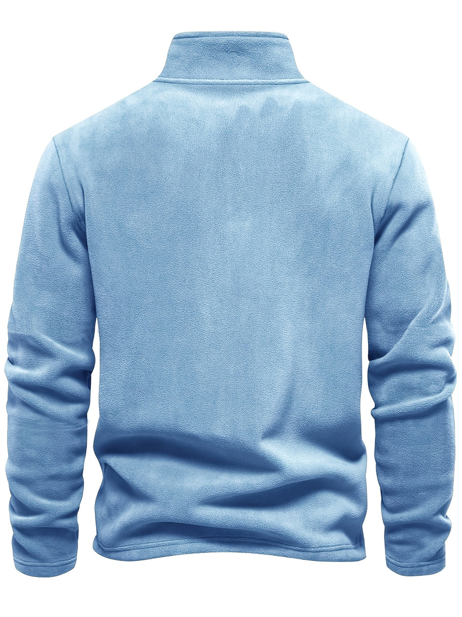 Men's Autumn/Winter Fashionable Simple Style Stand Collar Long Sleeve Sweatshirt 5pcs - Sky blue + sky blue + sky blue + sky blue + sky blue