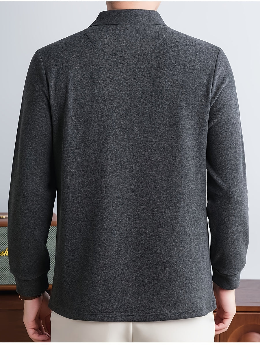 New Autumn/Winter Men's POIO Shirt, Fashionable Casual Long-Sleeve Men's Apparel - Dark Gray