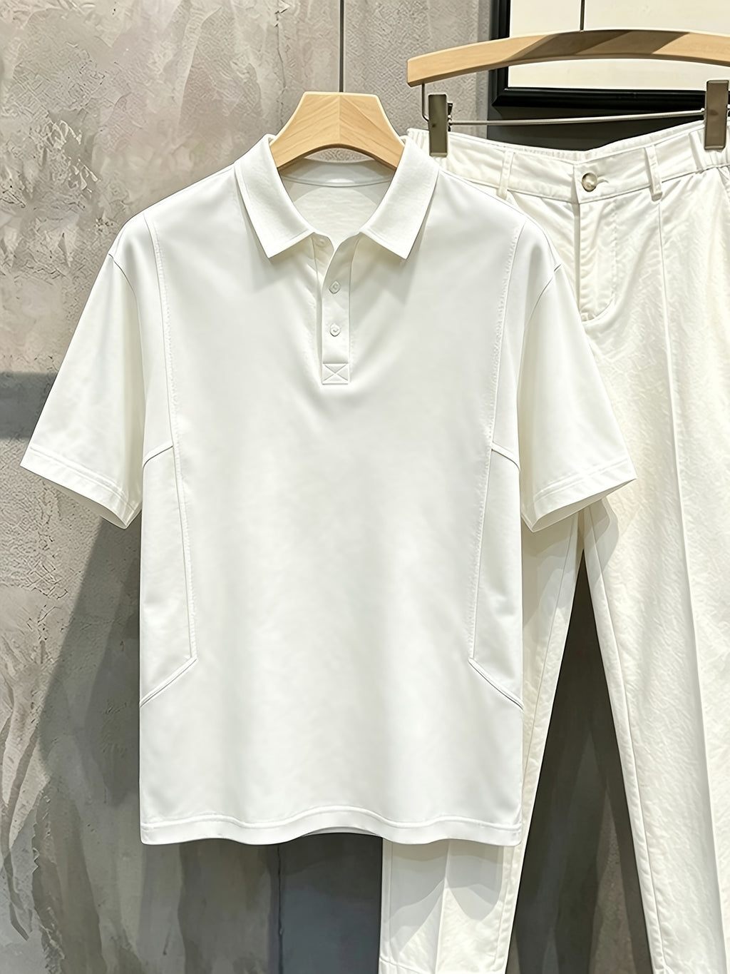 Pure White Comfortable Temperament Premium Short Sleeve T-Shirt, High-Quality Retro All-Match Design Men'S Polo Shirt, Summer Apparel Gentleman Style Men - White