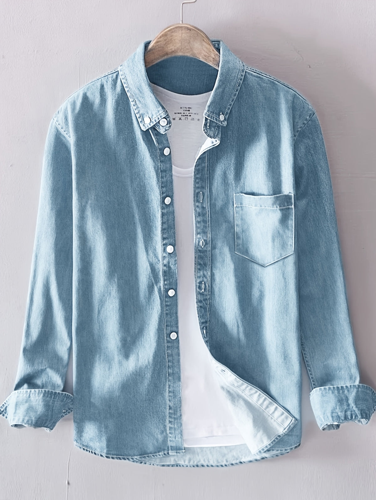 Men'S Casual Sporty Trench Coat, Japanese Retro Versatile Long Sleeve Men'S Shirt, Spring/Autumn Slim Fit Casual Washed Outwear Jacket - Blue