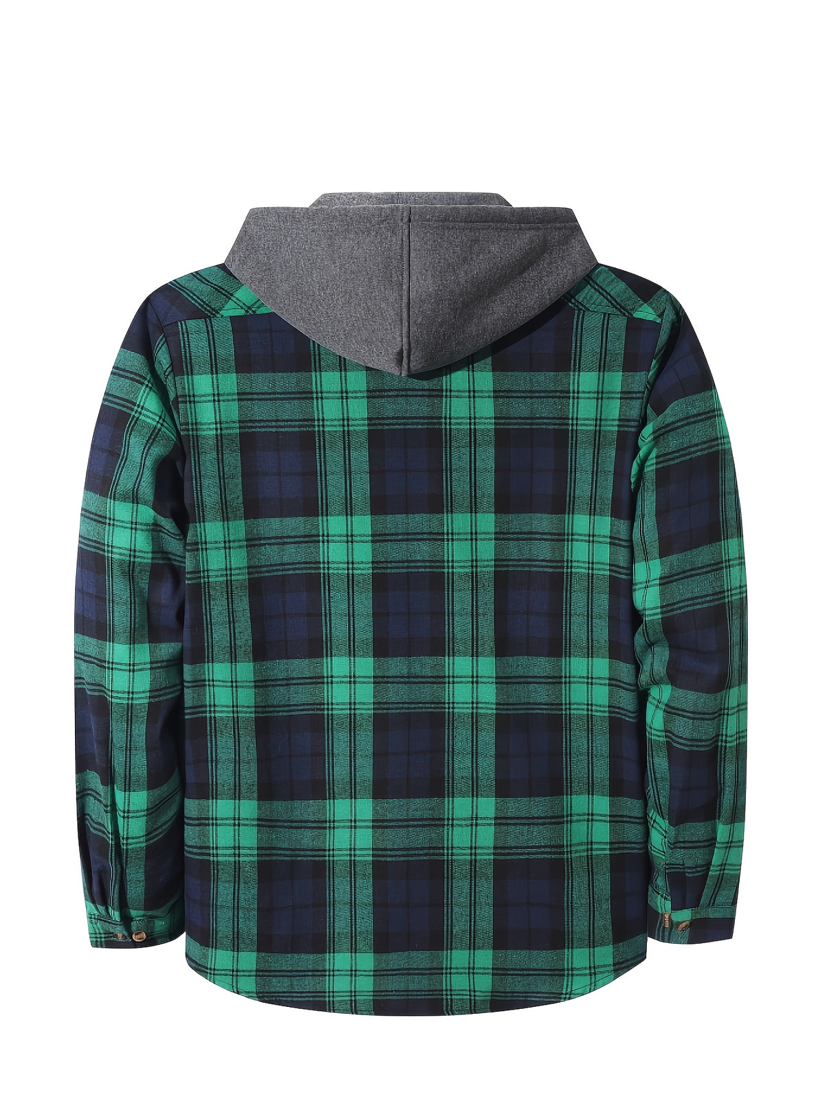 Men'S Plaid Hoodie Fashion Hoodie Fleece Shirt Price Long Sleeve Casual Button-Up Hoodie, Autumn Essentials - Green Navy Blue A3