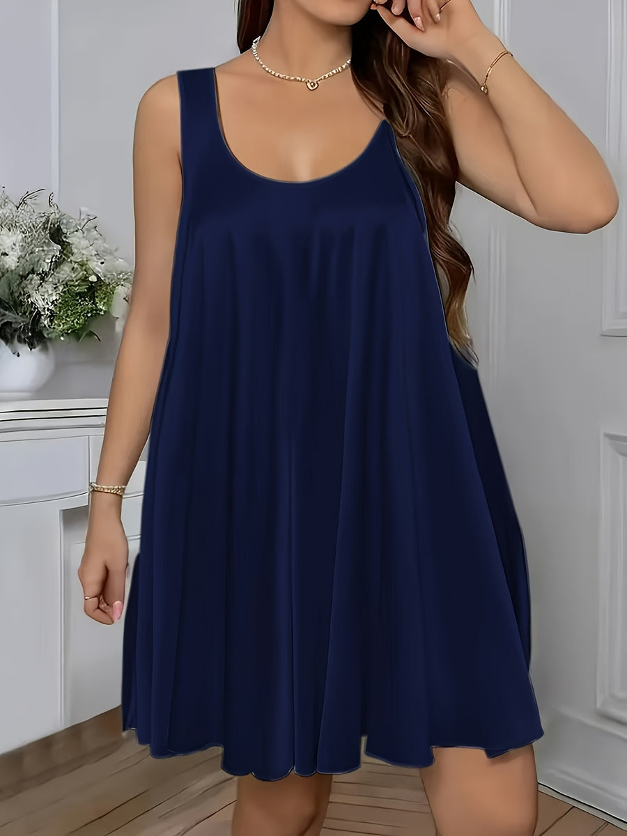 3pcs Women'S Sexy Sleeveless Nightgown Set - Solid Color, Round Neck, Stretchy Fabric, Summer Sleepwear, Casual Home Wear, Casual Loungewear|Sexy Nightgown|Stretchy Fabric - Purple+Pink+Navy