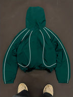 Men's Lightweight Hooded Zip-Up Jacket with White Drawstrings, Thin Style, Suitable for All Seasons, JK5689 - Green