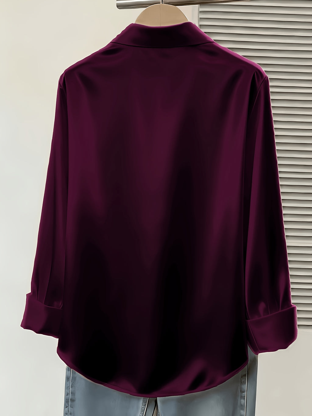Women's Spring/Autumn Elegant and Versatile Satin Commuter Shirt - Fuchsia