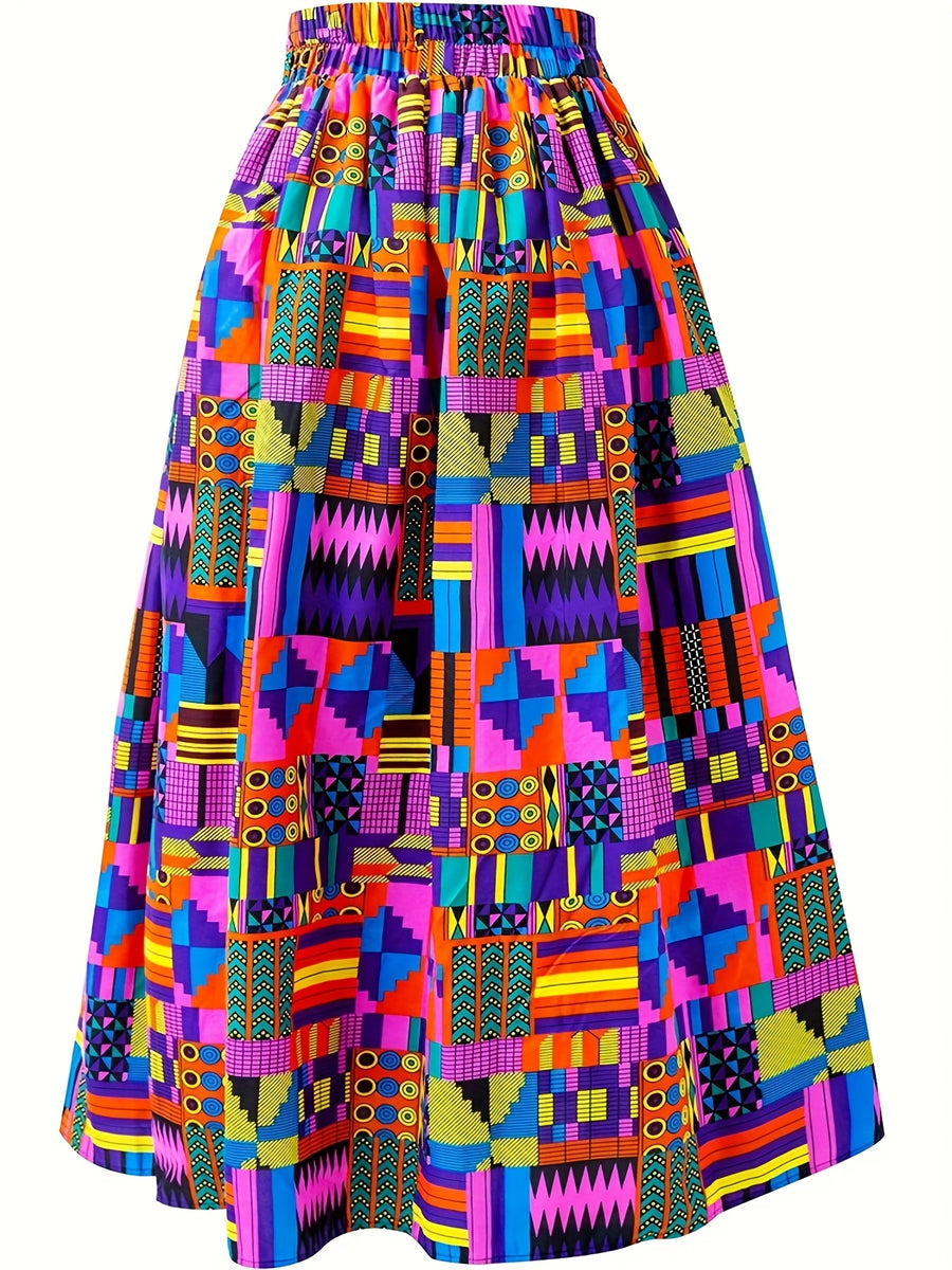 African Print Skirts Kente Wax Skirt Ankara Style Clothing - Purple