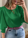 2503 Women's Casual Minimalist Solid Color Shirt Top - Green
