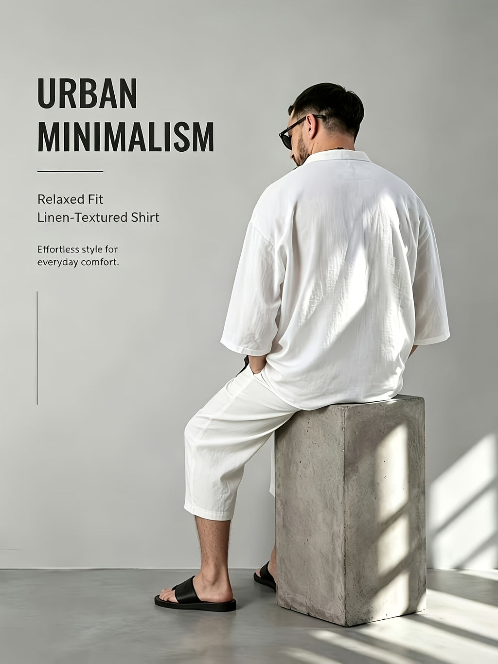 2pcs/Men'S Casual Shirts, New Linen V-Neck Casual Pullover Shirts for Daily Casual Wear, Solid Color 3/4 Sleeve Design, Suitable for Spring, Summer, And Autumn, Quick-Dry Non-Stretch Fabric, Loose Fit, Perfect Gift! - White