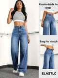 Women's Stretch 25AW+  Straight-Leg Jeans - for Outings, Dates, Work, All-Season Wear, Versatile and Elegant Denim - Blue