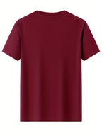 100%  Men's T-Shirt, Summer Lightweight Breathable Sweat Absorbent for Outdoor and Home Wear - Burgundy