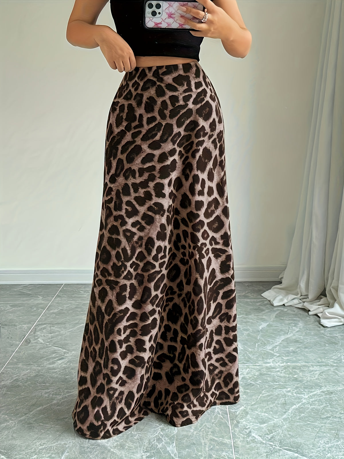 Spring Summer Autumn Women'S Elegant Smooth Fashion Leopard Print Casual Skirt Single Piece - Mixed colors