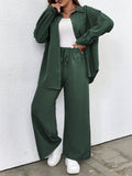 Plus Size - Ladies Fashion Plus Size Two-Piece Set - Dark Green