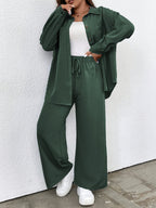 Plus Size - Ladies Fashion Plus Size Two-Piece Set - Dark Green