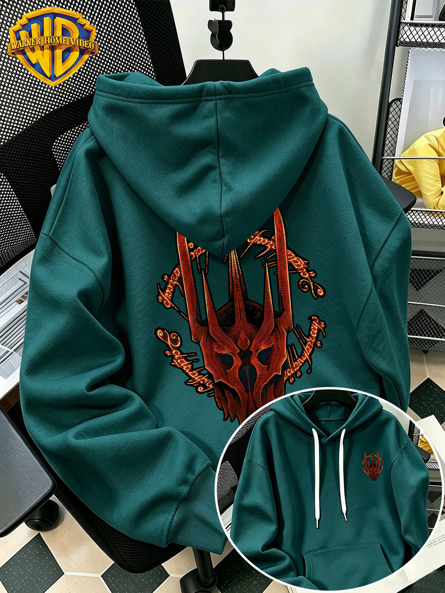 Authorized by Warner Bros., 2026 New Soren Helmet with Red Print, Men'S Hoodie, Hooded Sweatshirt, Kangaroo Pocket And Drawstring Hat, Suitable for Daily And Outdoor Sports Wear, Autumn And Winter Warm Jacket, Fashionable Jacket - Green
