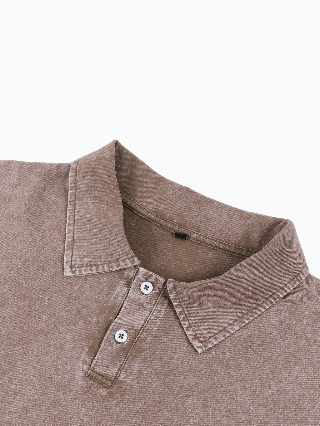 BLACK Print Men'S 100% Washed Solid Color Lapel Shirt Short Sleeve T-Shirt - Retro Distressed Design, Lightweight And Breathable Fabric, Streetwear Trendy Loose Top, Suitable for Casual Wear And Layering - Brown