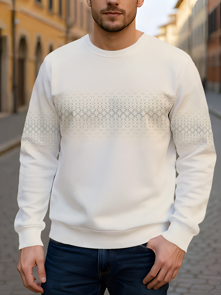 2pcs Men's Crew Neck Sweatshirt - Casual Printed Top, Outdoor Leisure Crew Neck Sweatshirt, Basic Versatile Style with Print - Mixed colors