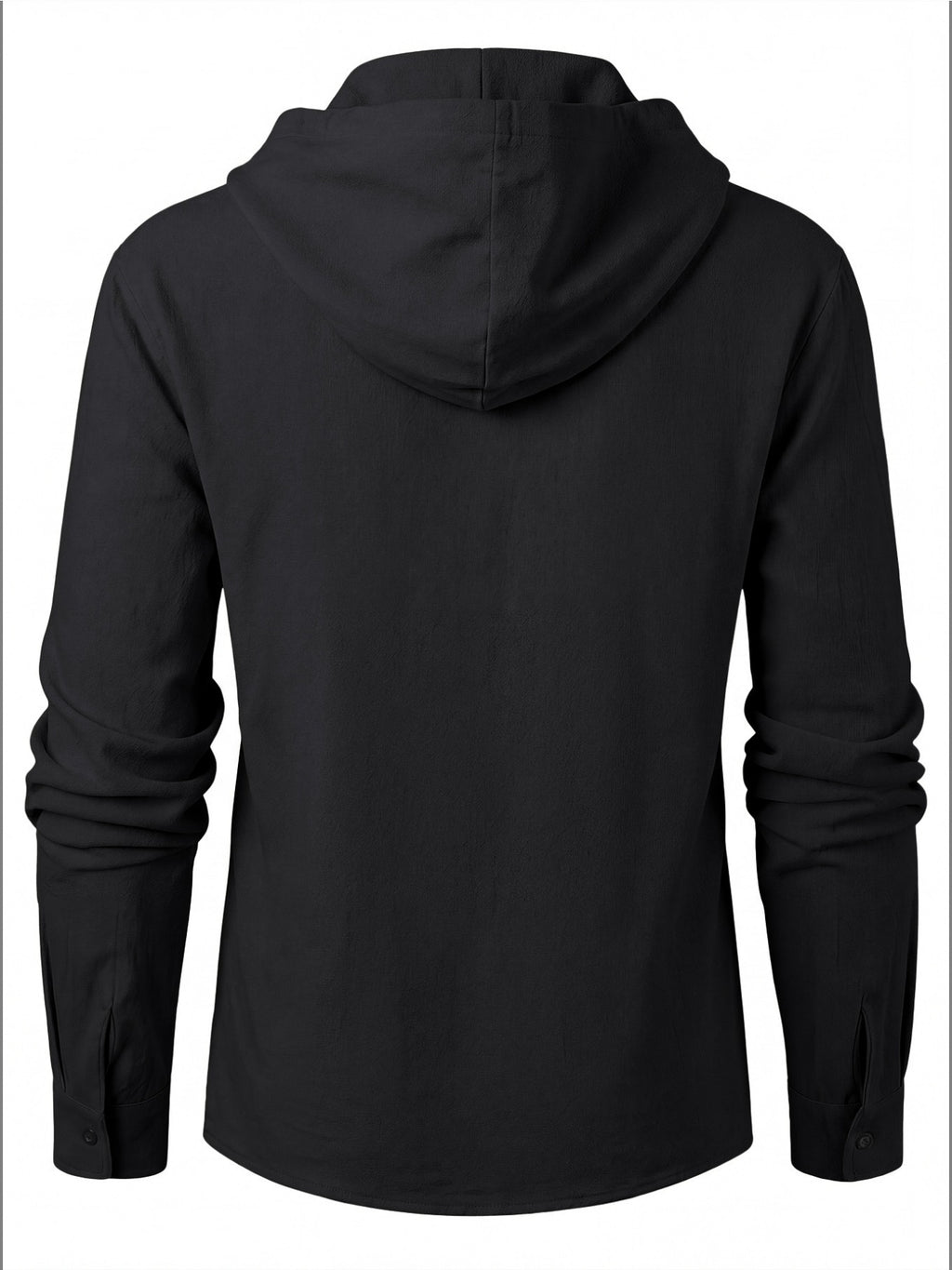 Men's Trendy Lace-up Hooded Top with a V-neck That Creates a Three-dimensional Layered Look. The Brooklyn Logo on the Left Chest Enhances the Vintage Style, Making It Suitable for Urban Explorations, Suburban Outings, and Street Strolls - Black
