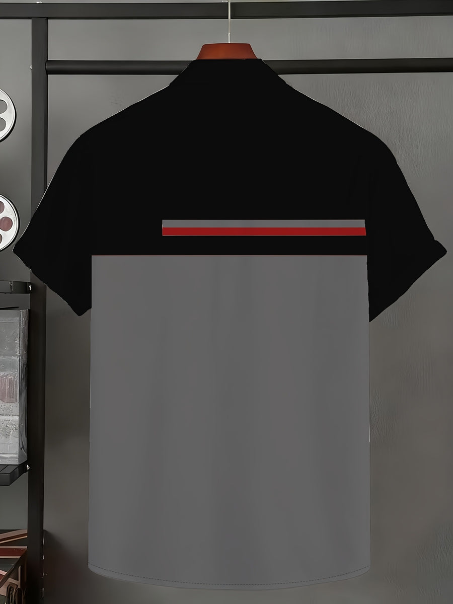 Fashionable and Minimalist Men's Shirt, 3D Printed Men's Summer New Short-Sleeve Shirt - Lead Color