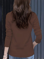 Women'S Easy Outfit Collared Top Polo Shirt - Coffee Brown