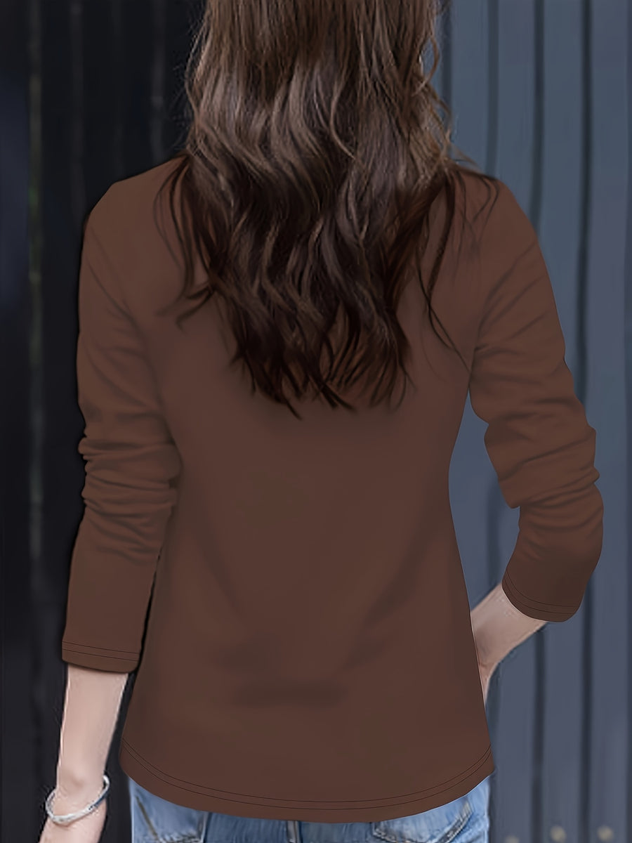 Women'S Easy Outfit Collared Top Polo Shirt - Coffee Brown