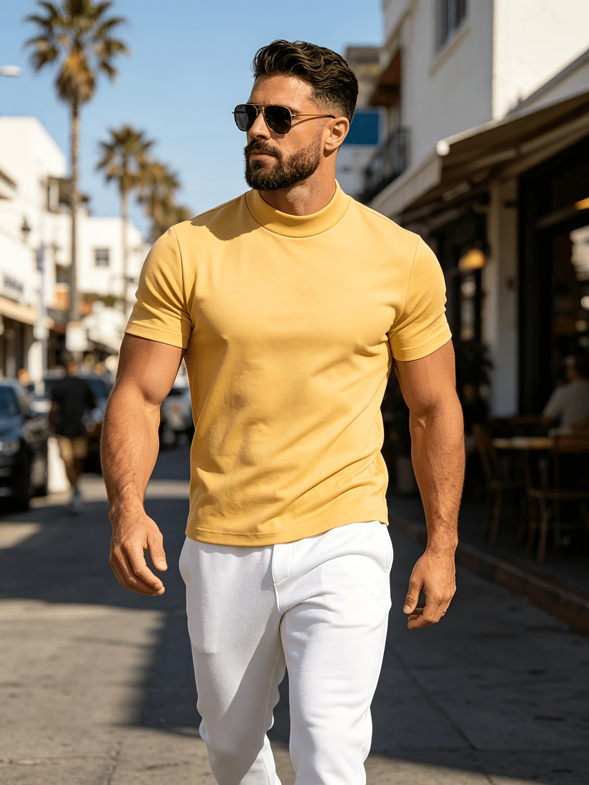 3pcs Fashionable Men's Cotton Sport Tops, Summer/Spring-Summer New Arrival, Skin-Friendly, Small Stand-Up Collar, Short Sleeve, Slim Fit, Casual, Men's Trendy, Versatile, and Simple Style - Mixed Color 3