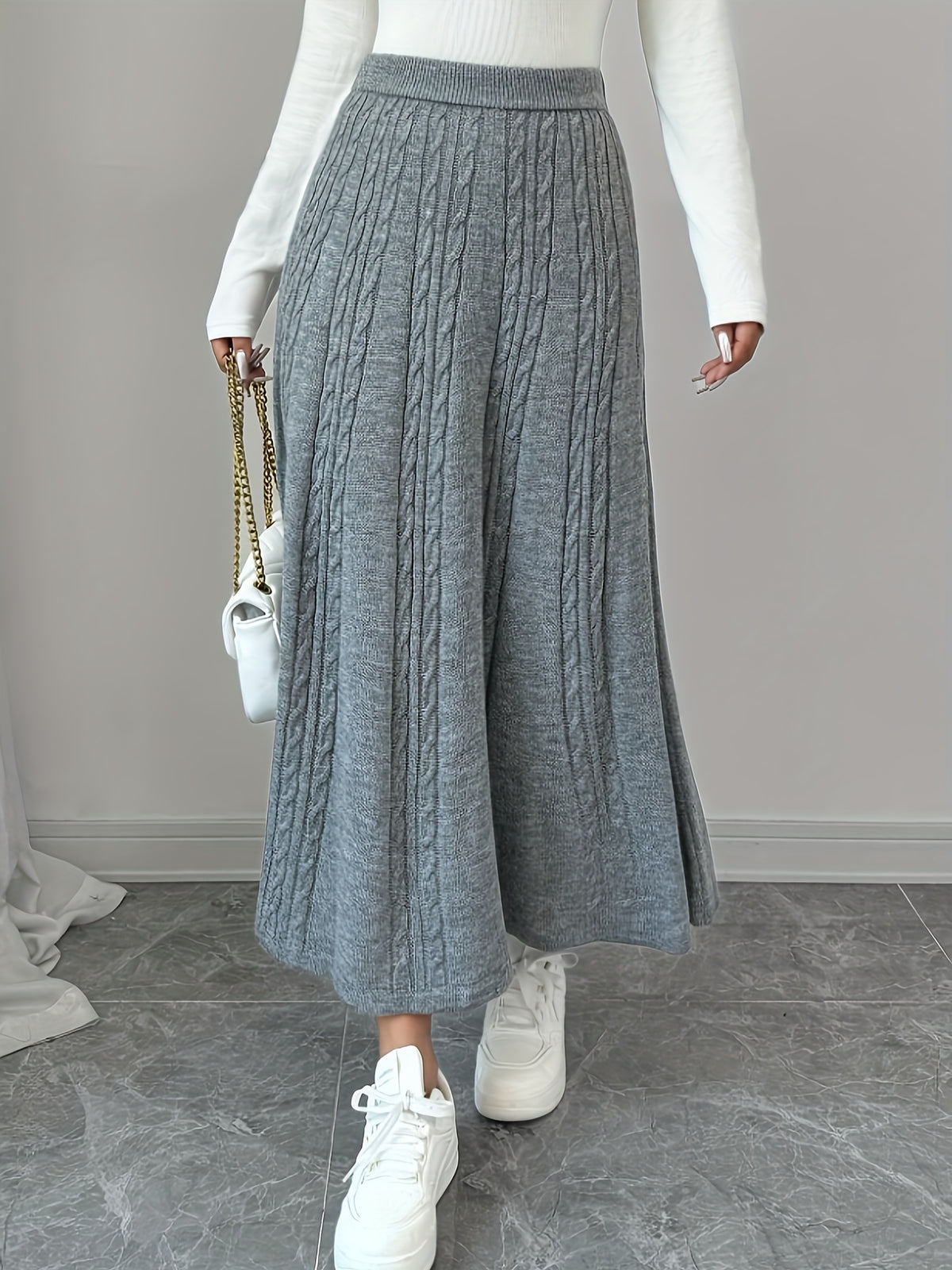 Women'S Autumn and Winter Casual Solid Color Mini Skirt - Grey