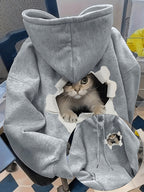 Graphic-Print Hooded Sweatshirt for Autumn And Winter, Women's Clothing - Grey