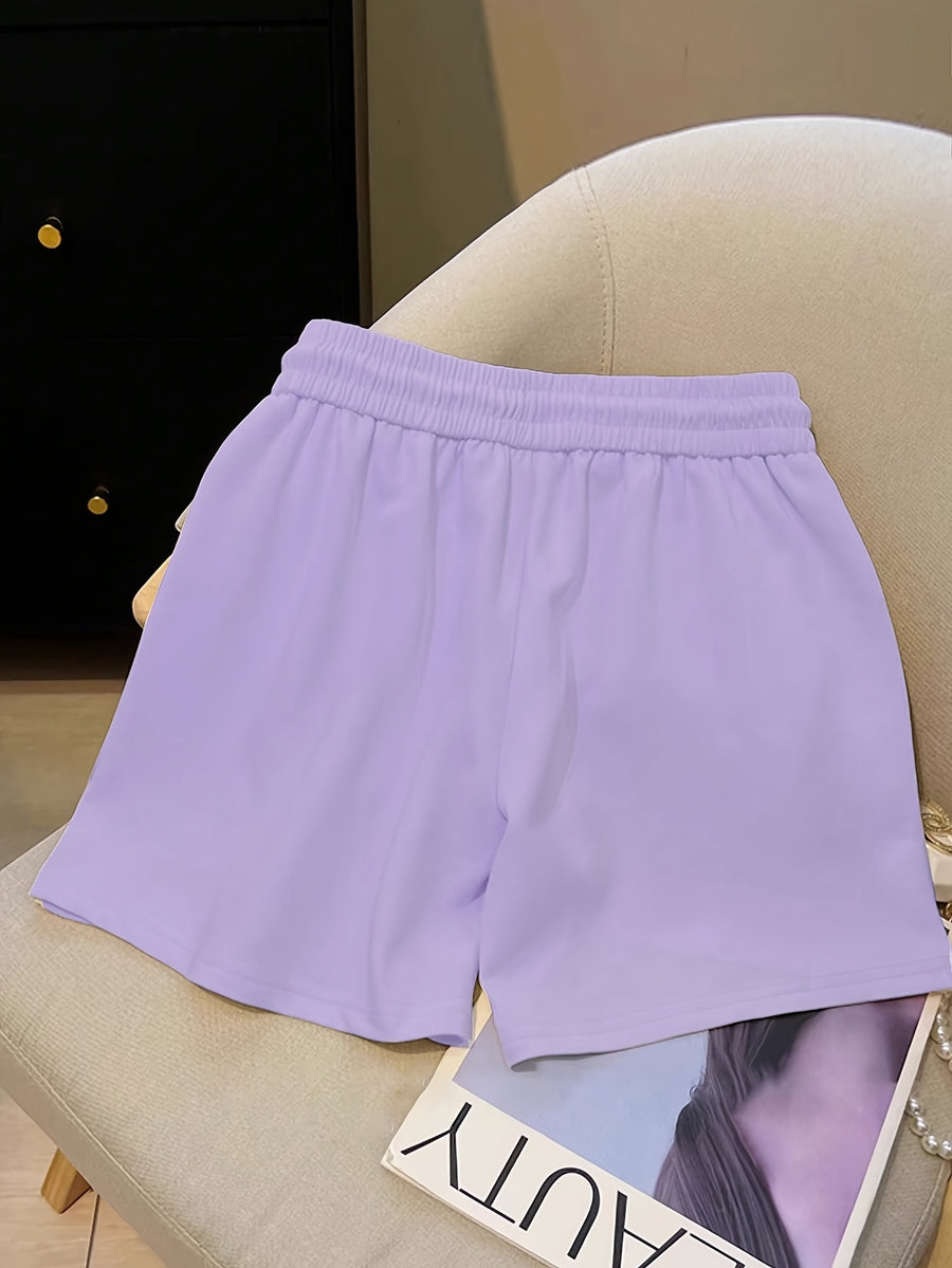 Women'S Fashion Embroidered Decorative Casual Shorts - Purple