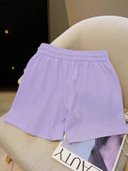 Women'S Fashion Embroidered Decorative Casual Shorts - Purple