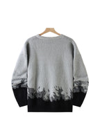 American High Street Gradient Flame Sweater | Trendy Design Knit Top - Grey