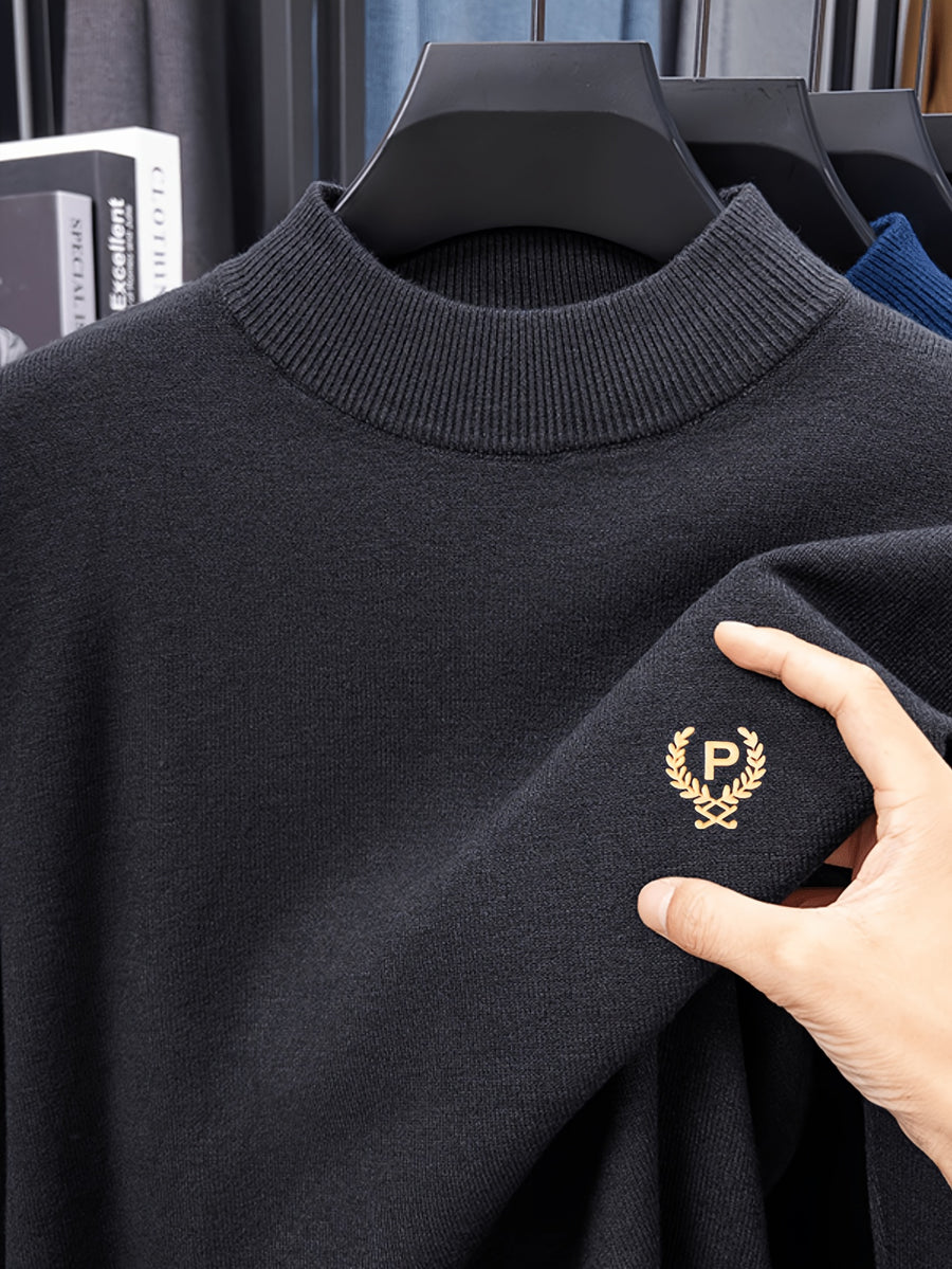 Minimalist Urban Crewneck Sweater - Portable Winter Warmth Suitable for Daily Commuting, Casual Round Neck Sweater with Ribbed Collar & Plain Texture, Hand Washable Fall/Winter Sweater for Office, Travel, Layering - Deep Gray