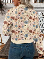 Women's New Leopard Print Ribbed Cuff Zip-Up Lightweight Casual Jacket, Fashionable and Elegant Commuter Vacation Outerwear for Daily Wear in Spring, Summer, and Autumn - Multicolor