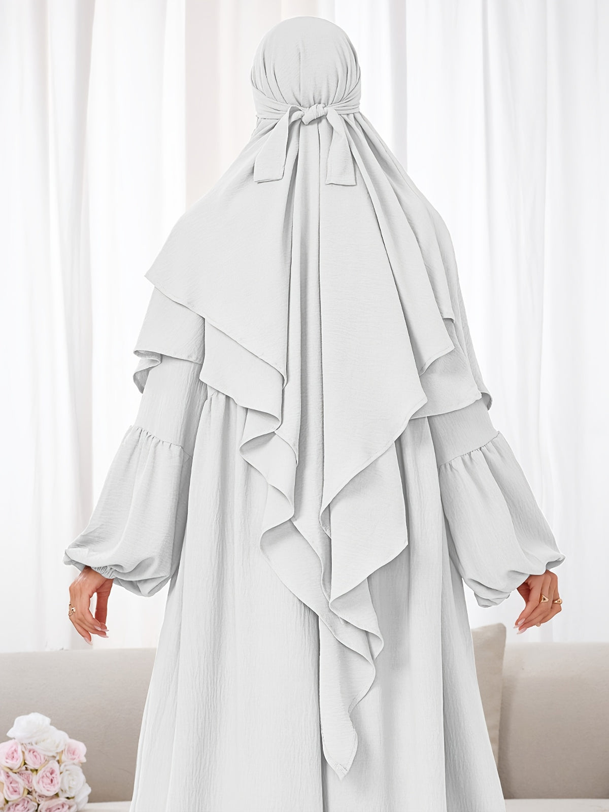 1pc (No Include Clothing) Kimmar Double-Layer Kimmar Shawl Headscarf Fashion Classic Versatile Kimmar, Suitable for Women'S Daily Wear - White