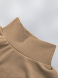 Women'S Autumn Winter New Style Semi-High Neck Fitted Top, Can Be Worn Inside Or Outside, Elastic Fabric, Soft And Skin-Friendly Warm, Easy Waist-Cinching Cut, Casual All-Match, Printed with "New York USA Extraordinary Print Design" - Khaki