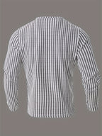 Men's New Fashion Casual V-Neck Long Sleeve Henley Shirt | High-Quality Men's Autumn/Winter Warm Sports Sweater | Perfect Christmas Gift for Boyfriend or Husband | Two-Tone Houndstooth Pattern Design | Thick and Warm | Ideal for Daily Casual - White